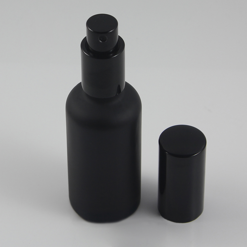 wholesale 10ml 15ml 20ml 30ml 50ml 100ml matte black glass pump bottles, aluminum spray/lotion pump cap