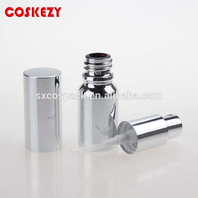 wholesale 10ml 15ml 20ml 30ml 50ml 100ml silver or gold glass oil perfume pump bottle with black cap