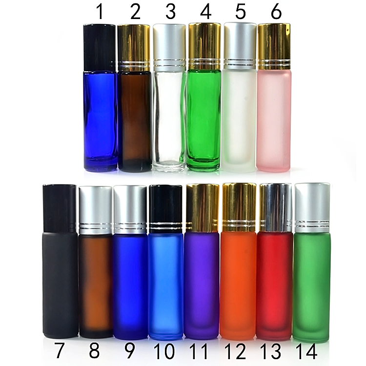 wholesale 10ml colored roll-on deodorant perfume glass bottles with steel glass roller ball