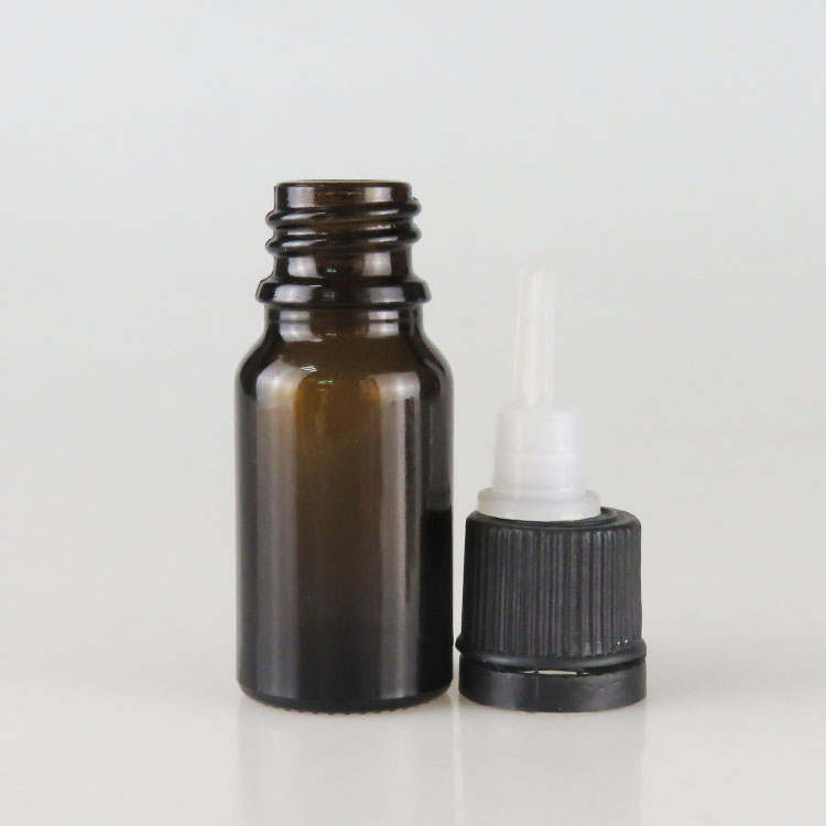 wholesale 10ml essential oil bottle 10ml amber cosmetic glass dropper bottle with temper cap
