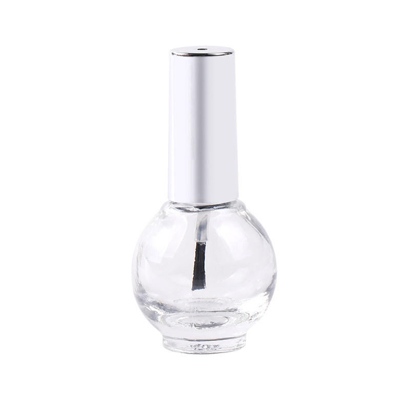 wholesale 10ml luxury round glass nail polish bottle with brush cap