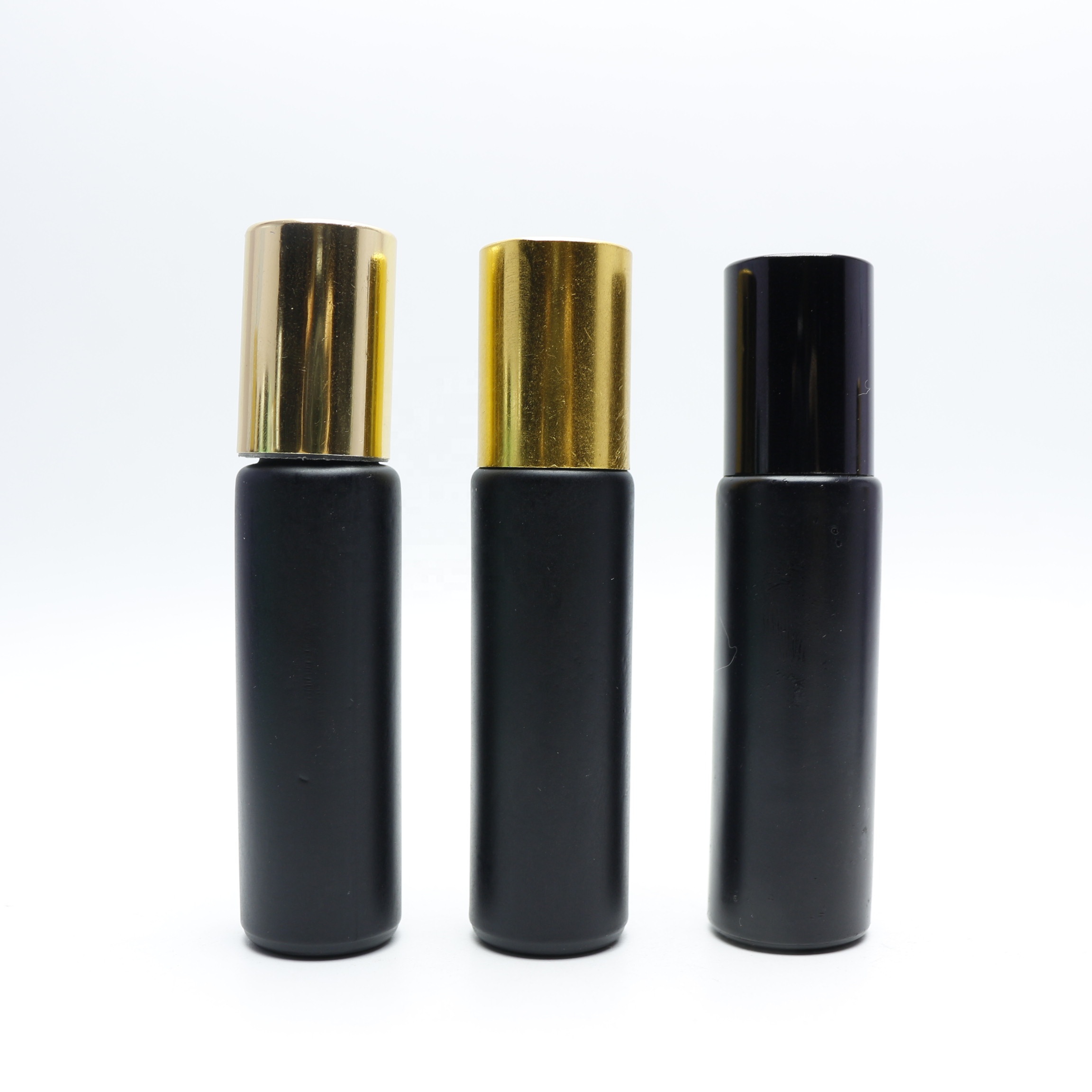 wholesale 10ml matte black cosmetic eye cream empty roll on glass roller bottle for serum essence RL-89B