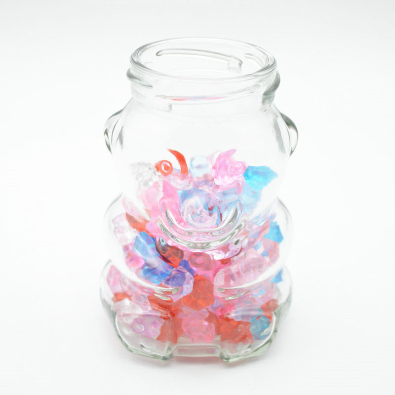 wholesale 120ml 180ml 270ml decorative teddy bear shaped clear glass jar and container supplier with lids