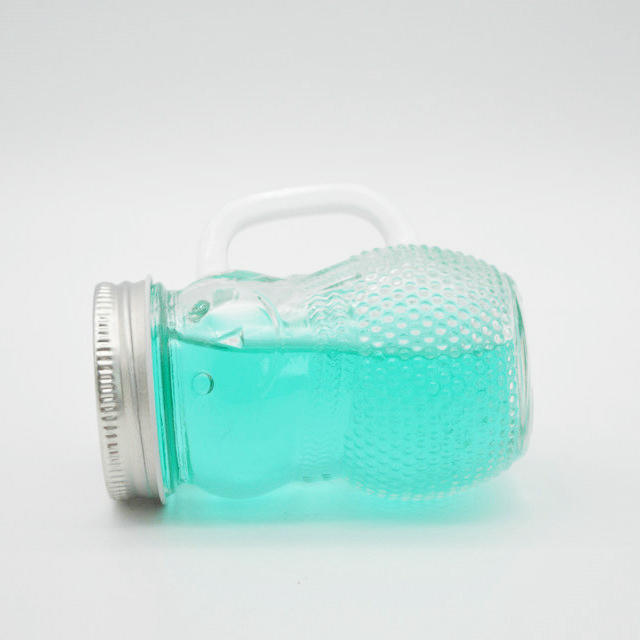 wholesale 120ml 4oz drinking shot mini mason glass jar with silver lids and handles