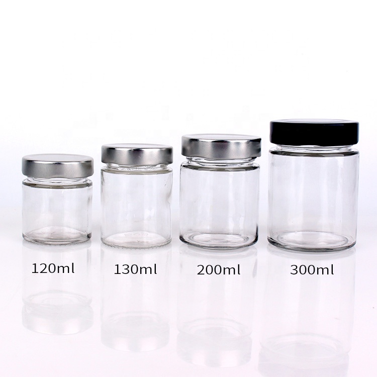 wholesale 120ml 4oz storage glass jam honey pickles jar with metal screw top lid