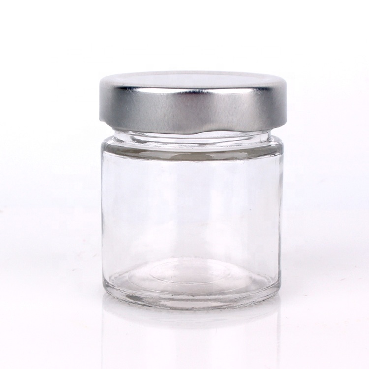 wholesale 120ml 4oz storage glass jam honey pickles jar with metal screw top lid