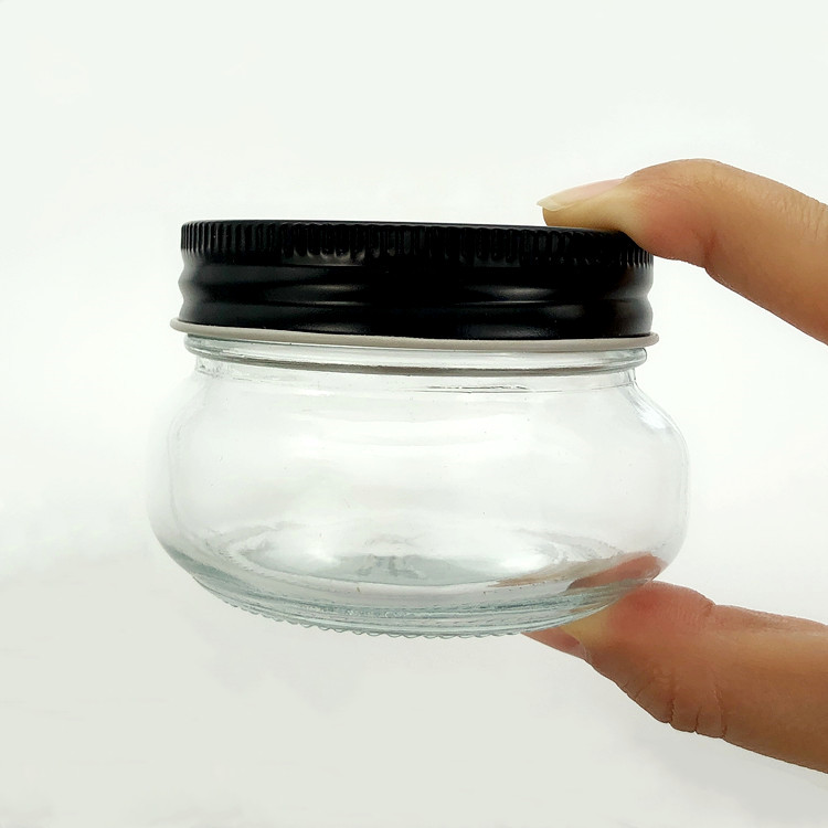wholesale 120ml small round glass storage jar for caviar with screw lid