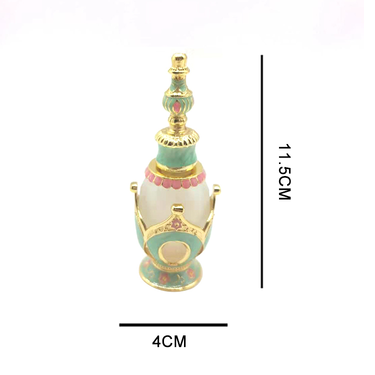 wholesale 12ml Unique dubai Arabic Style Metal Essential Oil Attar Perfume Glass Bottles