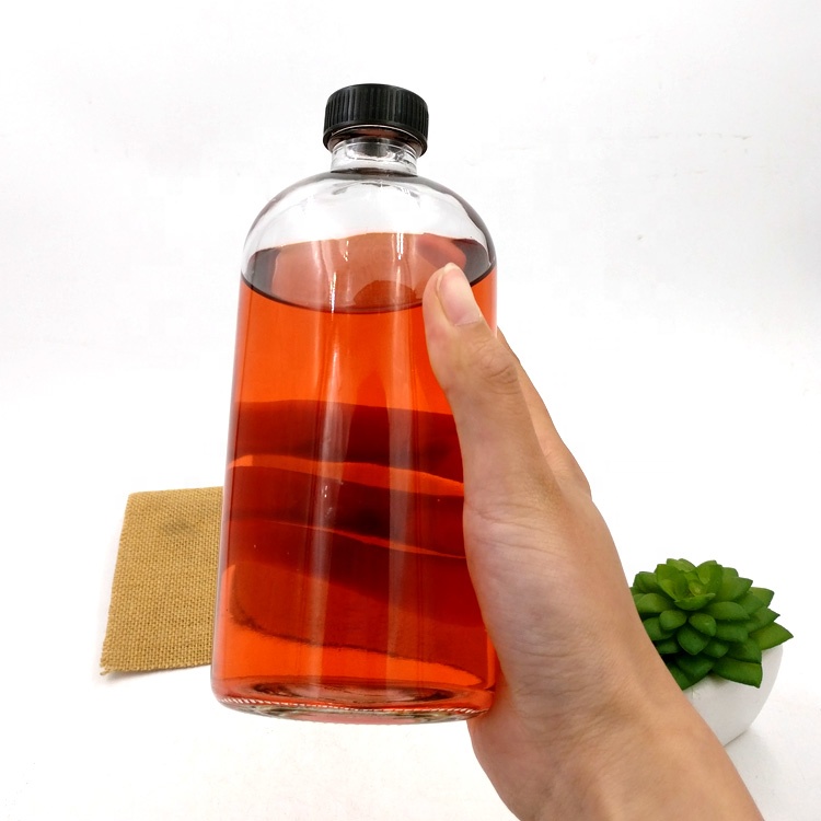 wholesale 12oz 8oz 16oz cold pressed juice bottle 500ml frosted boston round glass bottle with lids for coffee homemade drinks