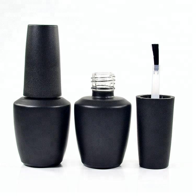 wholesale 13ml 14ml empty shaped matte black glass gel polish bottle