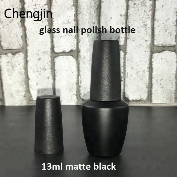 wholesale 13ml 14ml empty shaped matte black glass gel polish bottle