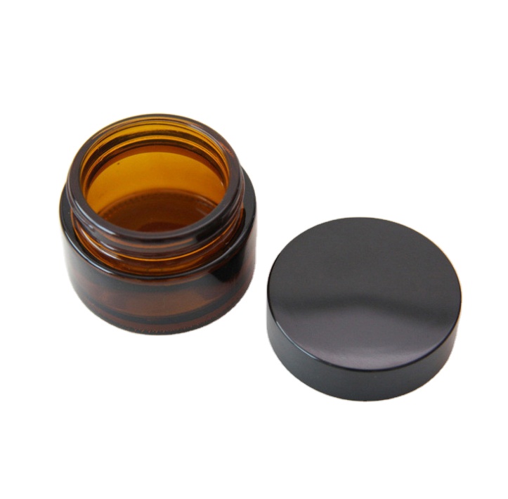 wholesale 15g amber cosmetic glass bottle sets glass jar for skincare face cream