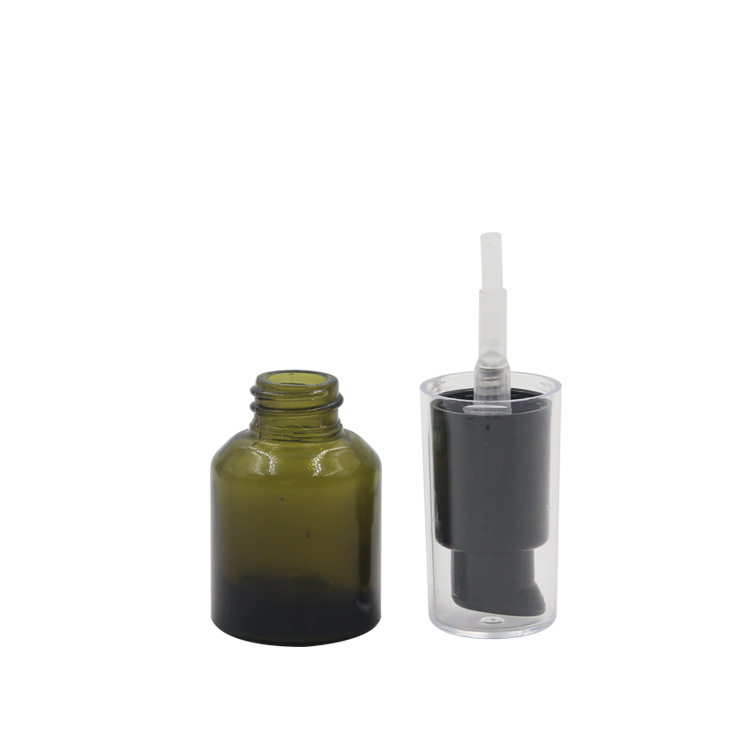 wholesale 15ml 30ml 50ml 60ml 100ml amber olive green skincare bottles glass cosmetic package set