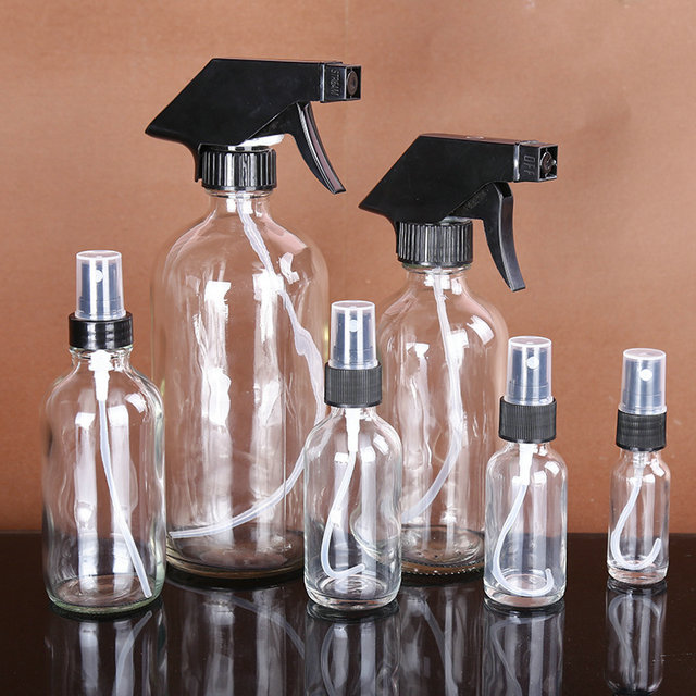 wholesale 15ml 30ml 60ml 120ml 250ml 500ml Cobalt Blue Empty Glass Boston Round Bottle with Trigger Spray Cap