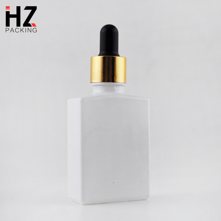 wholesale 15ml 30ml matte black rectangle/square glass dropper bottles for beard oil with pipette