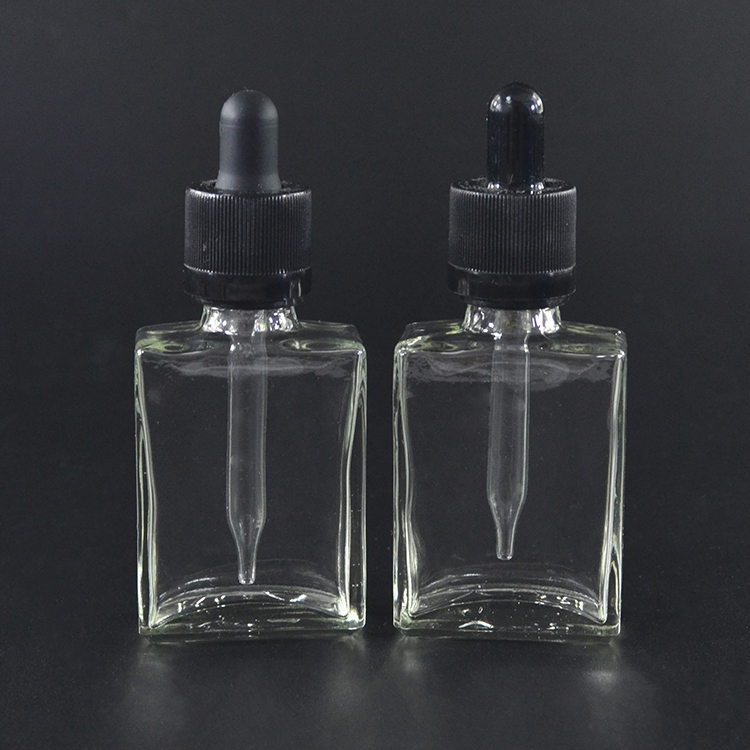 wholesale 15ml 30ml matte black rectangle square glass dropper bottles for e liquid essential oil
