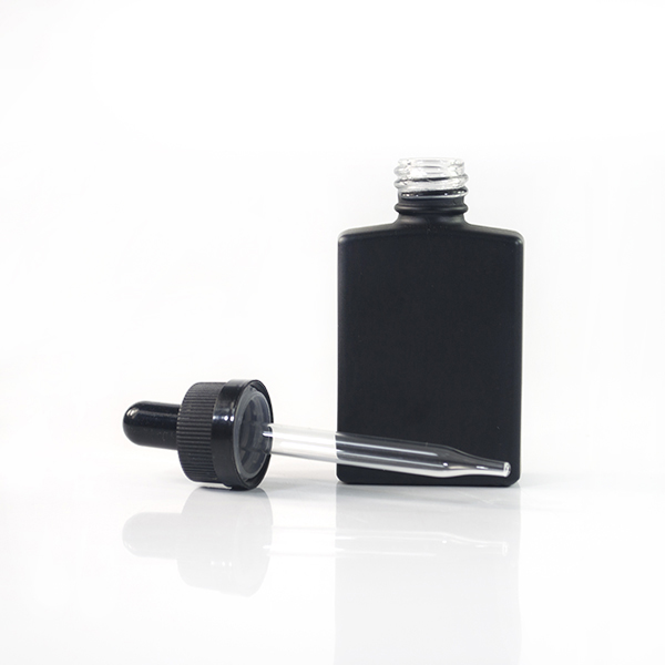 wholesale 15ml 30ml matte black rectangle square glass dropper bottles for e liquid essential oil