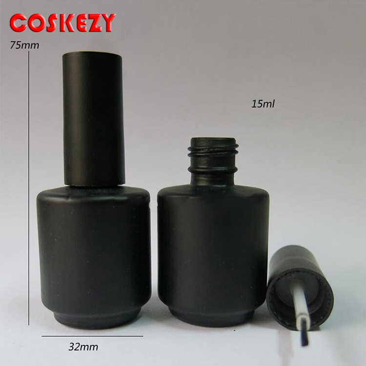 wholesale 15ml Black Empty Nail Polish Bottle, 15cc Black nail enamel bottle, 15 ml black glass bottle with brush cap