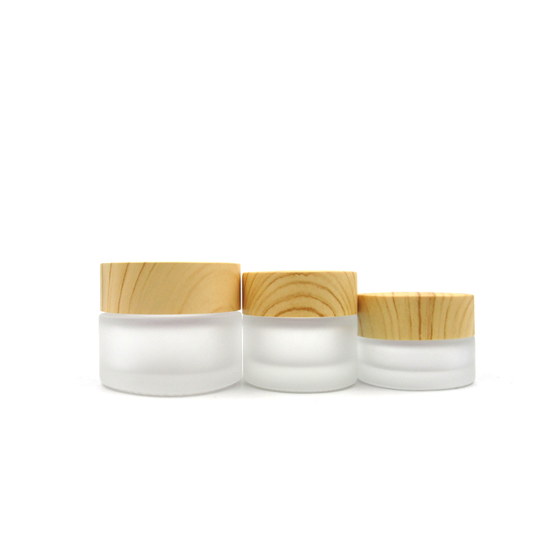 wholesale 15ml Wood grain glass jar for cosmetic frosted cream empty cosmetic