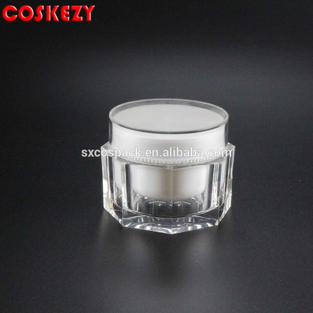 wholesale 15ml pearl white acrylic cosmetic jar, 15g plastic screw top containers, 15 g empty cospack jar for facial cream
