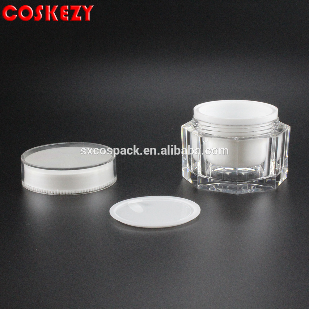 wholesale 15ml pearl white acrylic cosmetic jar, 15g plastic screw top containers, 15 g empty cospack jar for facial cream