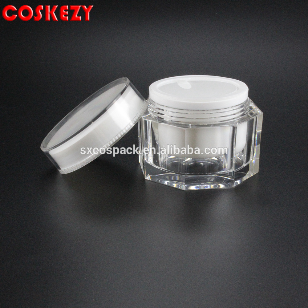 wholesale 15ml pearl white acrylic cosmetic jar, 15g plastic screw top containers, 15 g empty cospack jar for facial cream