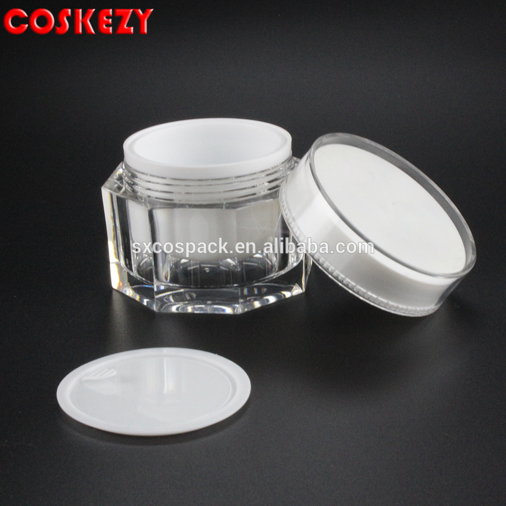 wholesale 15ml pearl white acrylic cosmetic jar, 15g plastic screw top containers, 15 g empty cospack jar for facial cream