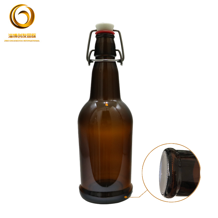 wholesale 16 OZ 500ml brown beer bottles with ceramic swing top cap