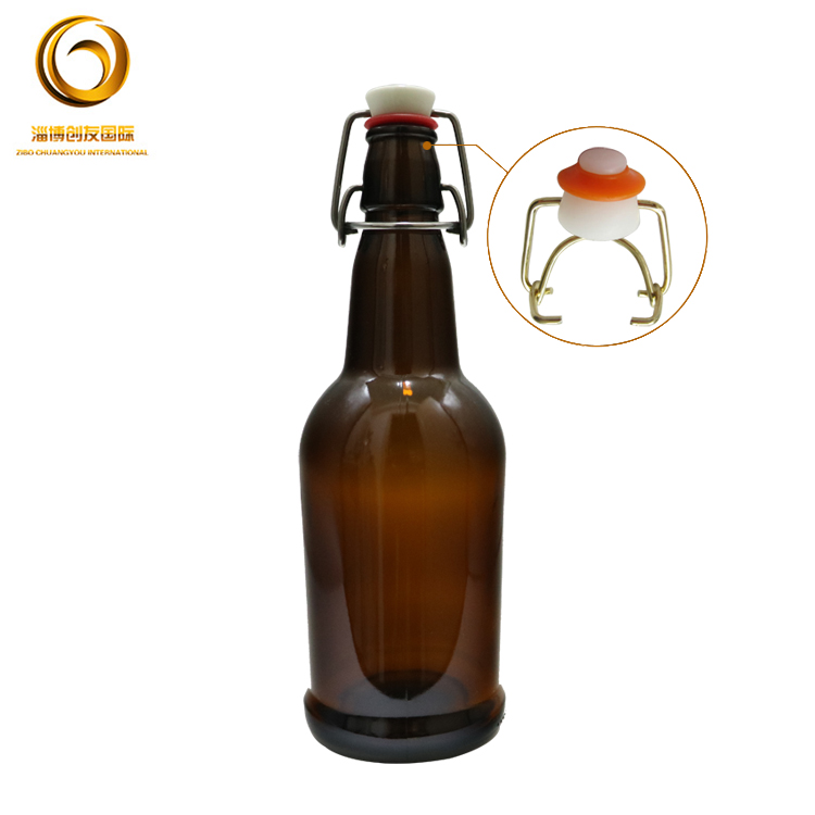 wholesale 16 OZ 500ml brown beer bottles with ceramic swing top cap