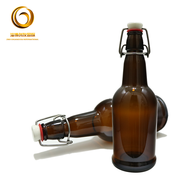 wholesale 16 OZ 500ml brown beer bottles with ceramic swing top cap