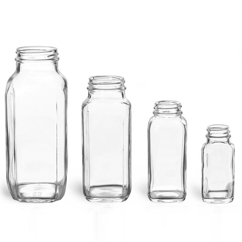 wholesale 16oz french square glass juice bottle