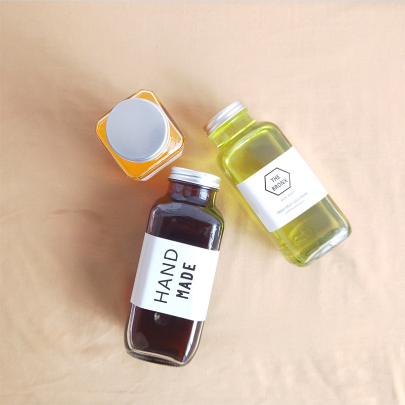 wholesale 16oz french square glass juice bottle