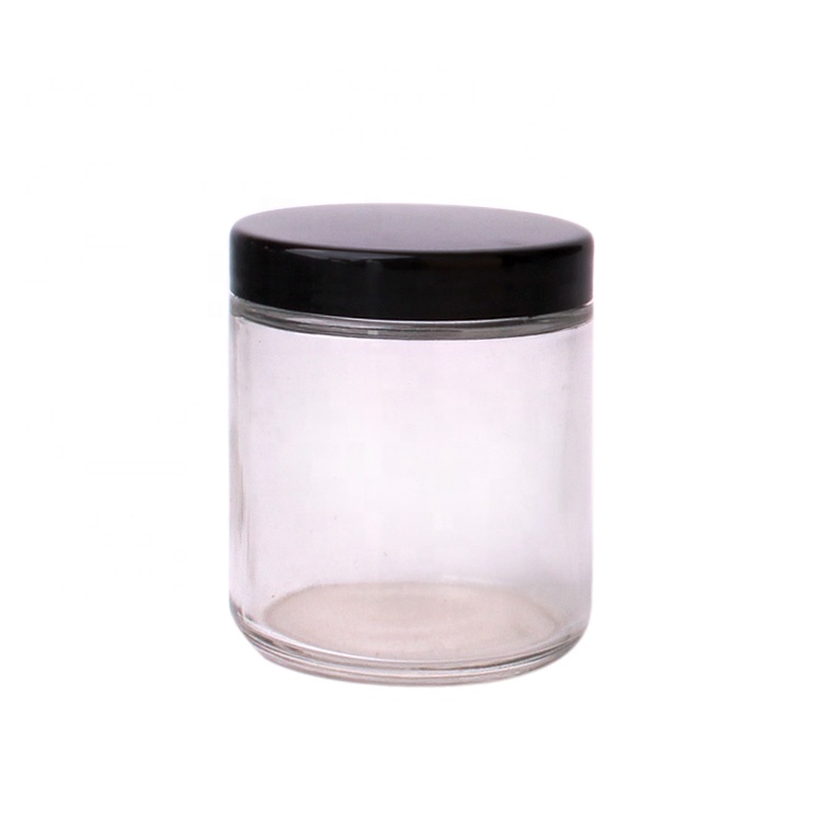 wholesale 180ml 6oz airtight cyinder wide mouth glass food jar for candle storage honey with plastic cap