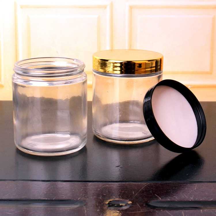 wholesale 180ml 6oz airtight cyinder wide mouth glass food jar for candle storage honey with plastic cap