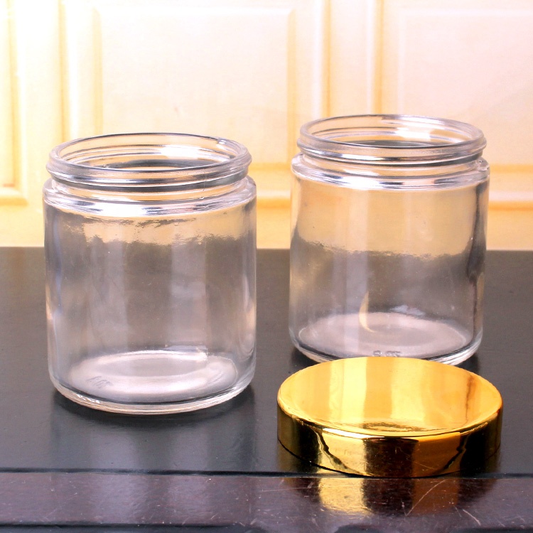 wholesale 180ml 6oz airtight cyinder wide mouth glass food jar for candle storage honey with plastic cap