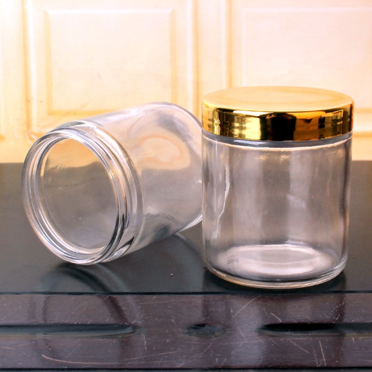 wholesale 180ml 6oz airtight cyinder wide mouth glass food jar for candle storage honey with plastic cap
