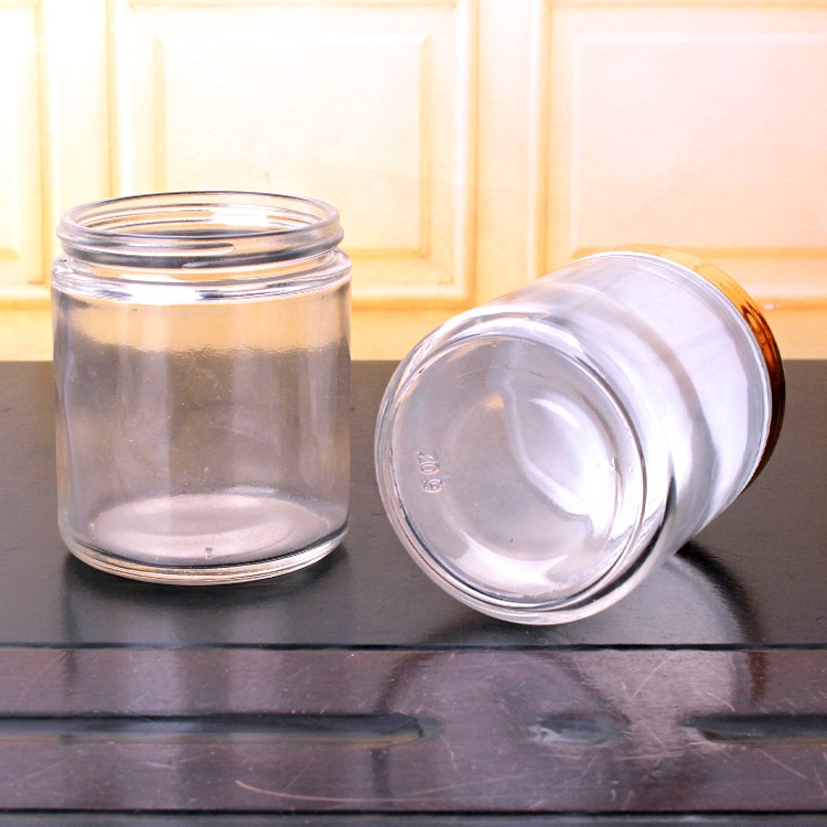 wholesale 180ml 6oz airtight cyinder wide mouth glass food jar for candle storage honey with plastic cap