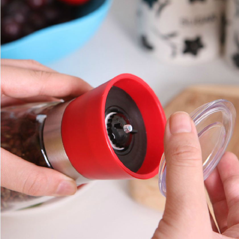 wholesale 180ml manual glass grinder for coffee beans and pepper