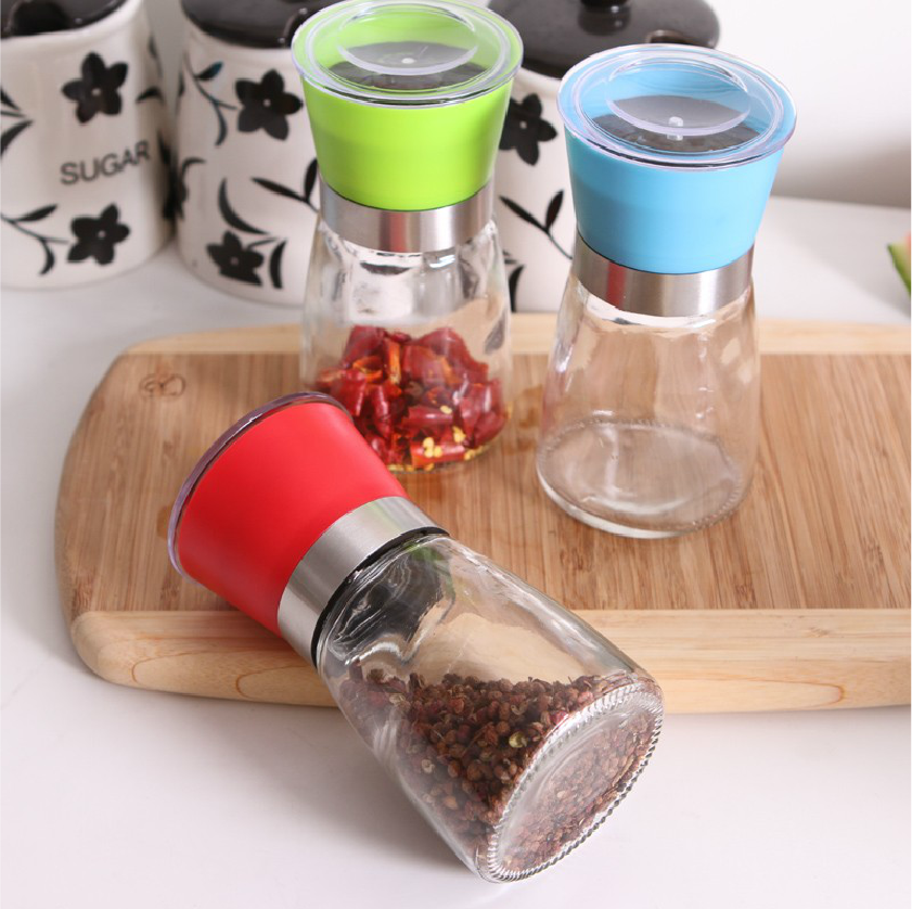 wholesale 180ml manual glass grinder for coffee beans and pepper