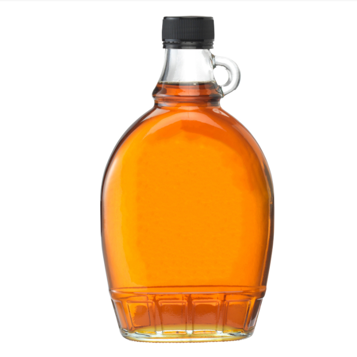 wholesale 189ml 250ml 375ml 500ml glass honey bottles with handle for maple sugar