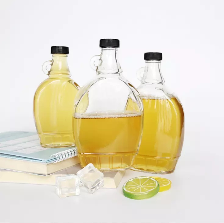wholesale 189ml 250ml 375ml 500ml glass honey bottles with handle for maple sugar