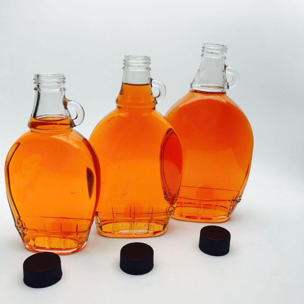 wholesale 189ml 250ml 375ml 500ml glass honey bottles with handle for maple sugar