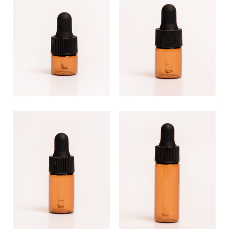 wholesale 1ml 2ml 3ml 5 ml amber glass dropper bottle with dropper for essential oil packaging