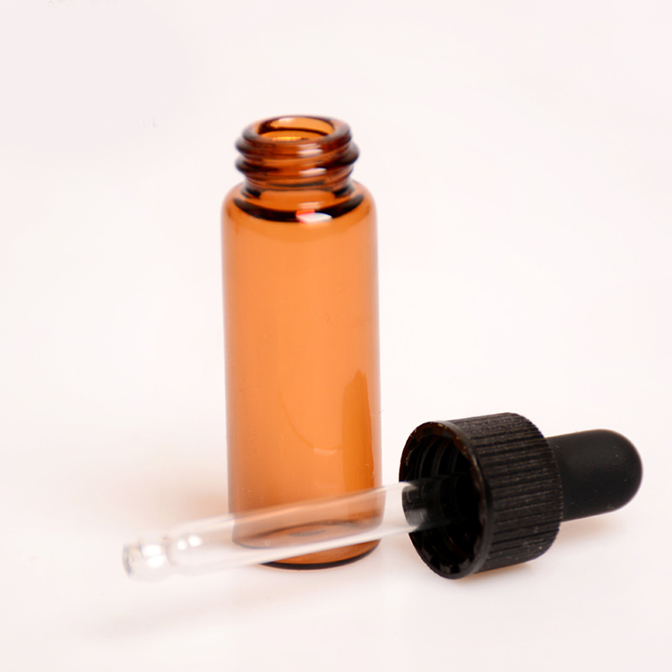wholesale 1ml 2ml 3ml 5 ml amber glass dropper bottle with dropper for essential oil packaging