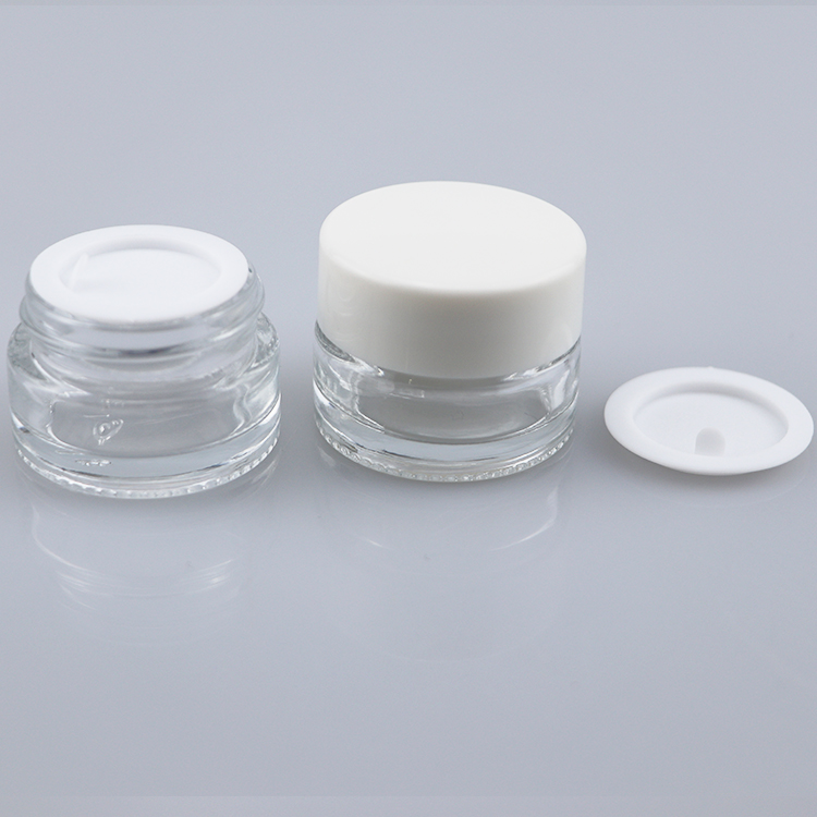 wholesale 1oz 2.5oz 3oz 30ml 50ml 100ml cosmetic skin care glass jar for face cream lotion with white cap