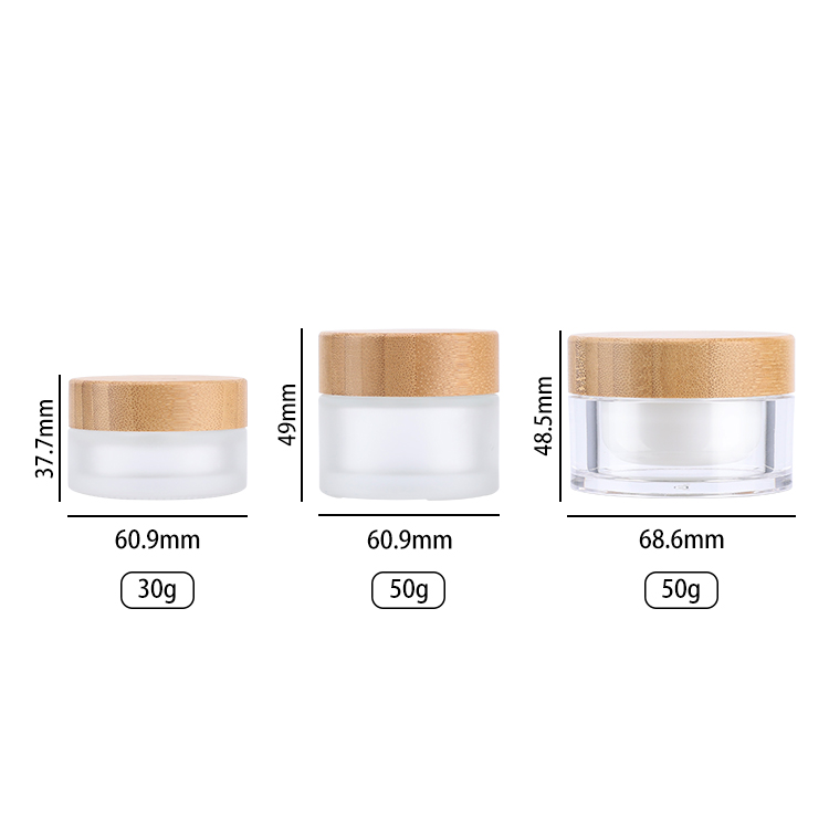 wholesale 1oz 2oz 3oz 4oz frosted jar cosmetic cream jar eco friendly bottle bamboo lid