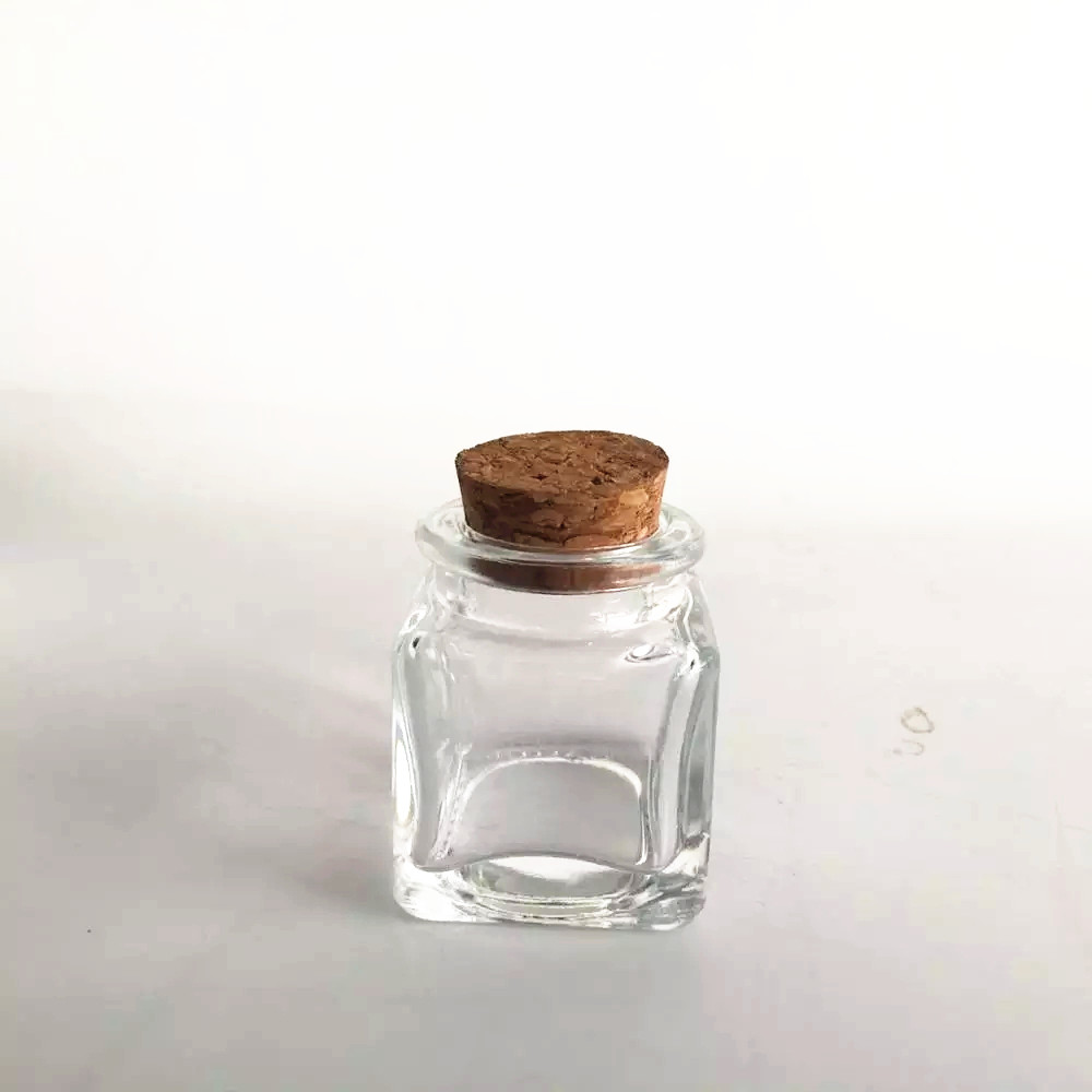 wholesale 1oz 3oz sea salt packaging 30ml 90ml candy bottle 3g 5g empty saffron powder clear square glass jar with cork stopper