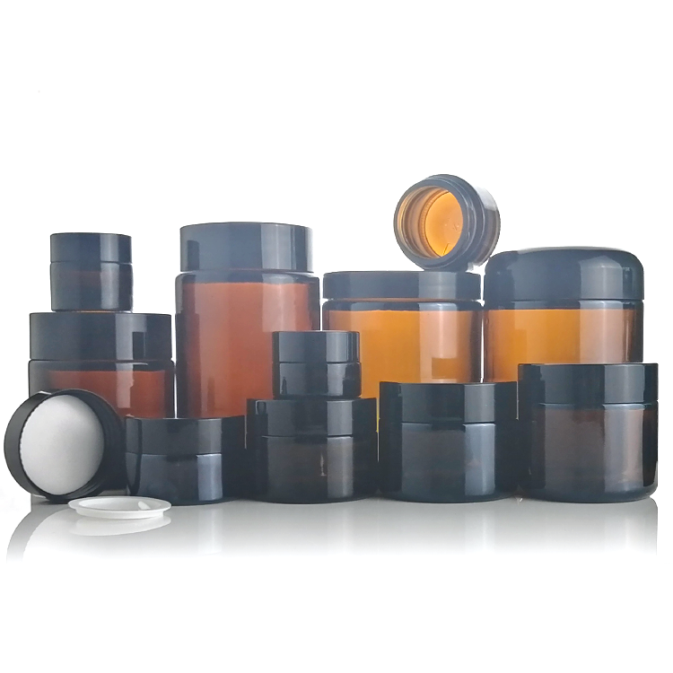 wholesale 2 oz 4 oz 8 oz glass cosmetic jar 5g 10g 30g 50g