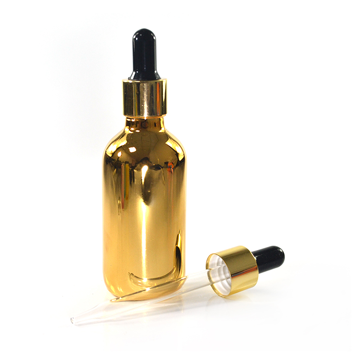 wholesale 2 oz  electroplate gold essential oil glass bottle
