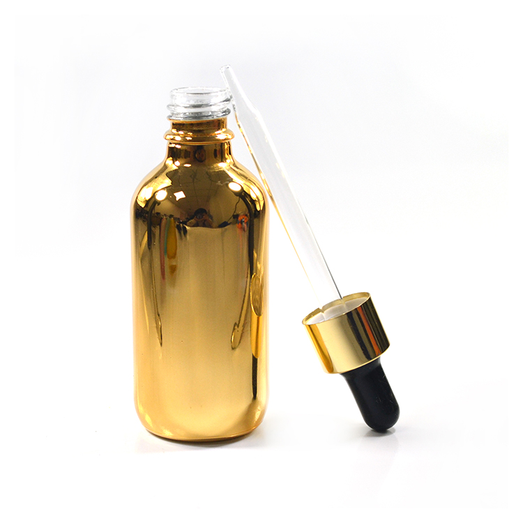 wholesale 2 oz electroplate gold essential oil glass bottle